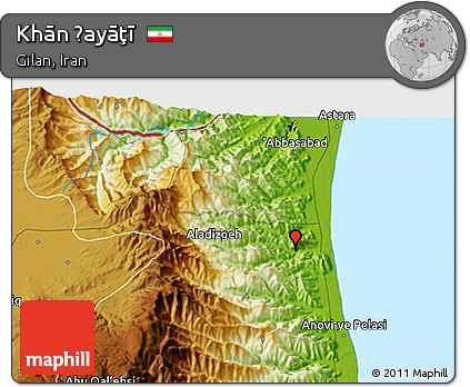 Physical 3D Map of Khān Ḩayāţī