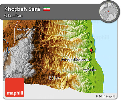 Physical 3D Map of Khoţbeh Sarā
