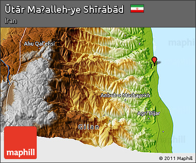 Physical 3D Map of Ūtār Maḩalleh-ye Shīrābād