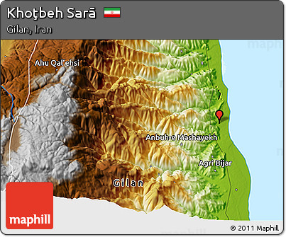 Physical 3D Map of Khoţbeh Sarā