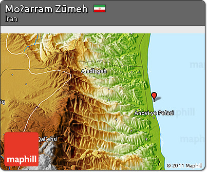 Physical 3D Map of Moḩarram Zūmeh
