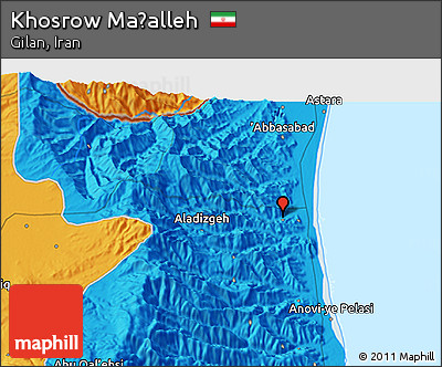 Political 3D Map of Khosrow Maḩalleh