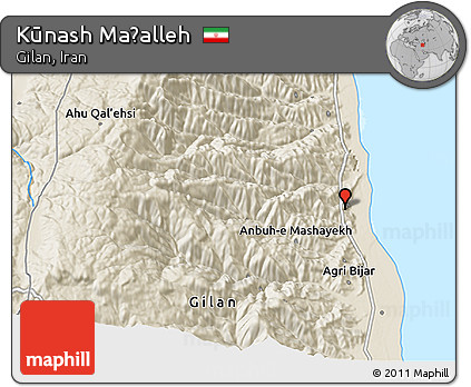 Shaded Relief 3D Map of Kūnash Maḩalleh
