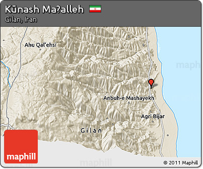 Shaded Relief 3D Map of Kūnash Maḩalleh