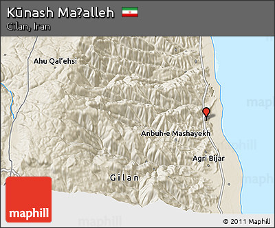 Shaded Relief 3D Map of Kūnash Maḩalleh