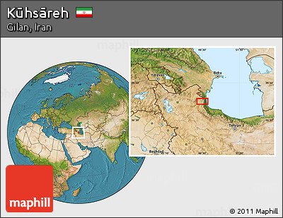 Satellite Location Map of Kūhsāreh
