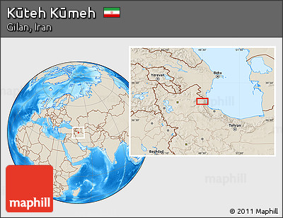Shaded Relief Location Map of Kūteh Kūmeh