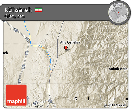 Shaded Relief Map of Kūhsāreh