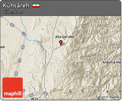 Shaded Relief Map of Kūhsāreh