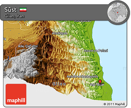 Physical Panoramic Map of Sūst