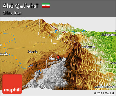Physical Panoramic Map of Āhū Qal`ehsī