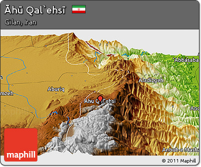 Physical Panoramic Map of Āhū Qal`ehsī
