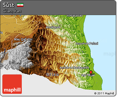 Physical Panoramic Map of Sūst