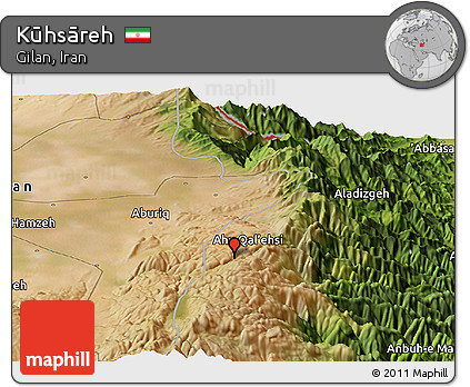 Satellite Panoramic Map of Kūhsāreh