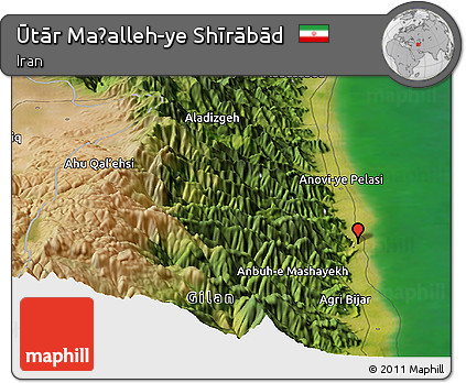 Satellite Panoramic Map of Ūtār Maḩalleh-ye Shīrābād