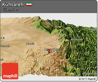 Satellite Panoramic Map of Kūhsāreh