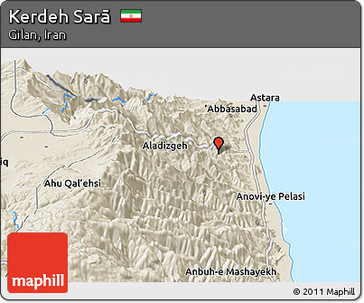 Shaded Relief Panoramic Map of Kerdeh Sarā