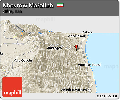 Shaded Relief Panoramic Map of Khosrow Maḩalleh