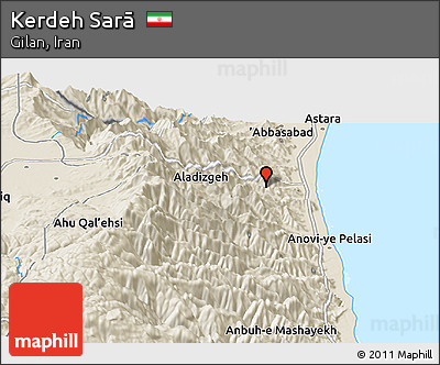 Shaded Relief Panoramic Map of Kerdeh Sarā