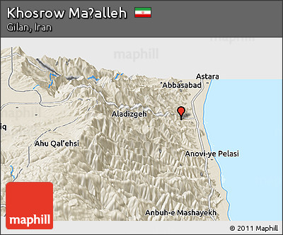 Shaded Relief Panoramic Map of Khosrow Maḩalleh