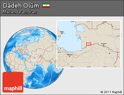 Shaded Relief Location Map of Dādeh Olūm