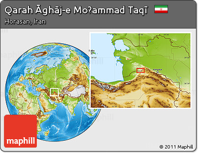 Physical Location Map of Qarah Āghāj-e Moḩammad Taqī
