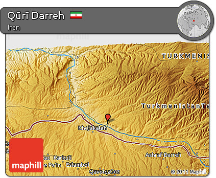 Physical 3D Map of Qūrī Darreh