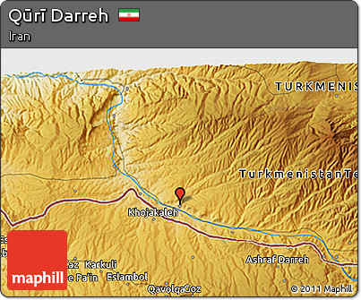 Physical 3D Map of Qūrī Darreh