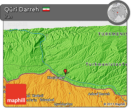 Political 3D Map of Qūrī Darreh