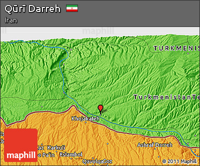 Political 3D Map of Qūrī Darreh