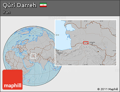 Gray Location Map of Qūrī Darreh, hill shading