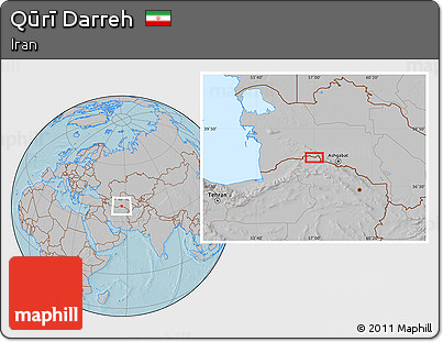 Gray Location Map of Qūrī Darreh, hill shading