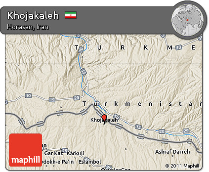 Shaded Relief Map of Khojakaleh