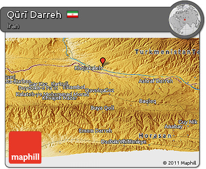Physical Panoramic Map of Qūrī Darreh