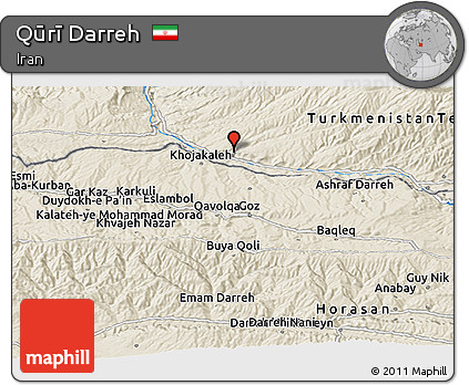 Shaded Relief Panoramic Map of Qūrī Darreh