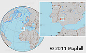 Gray Location Map of the area around 38° 9' 19" N, 5° 52' 30" W