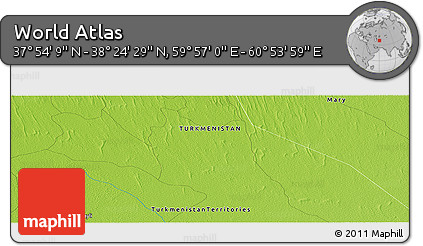 Physical Panoramic Map of the Area around 38° 9' 19" N, 60° 25' 29" E