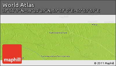Physical Panoramic Map of the Area around 38° 9' 19" N, 60° 25' 29" E