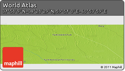 Physical Panoramic Map of the Area around 38° 9' 19" N, 60° 25' 29" E
