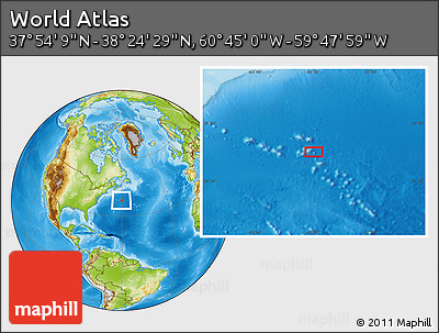 Physical Location Map of the Area around 38° 9' 19" N, 60° 16' 29" W