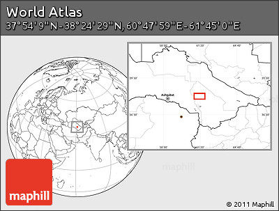 Blank Location Map of the Area around 38° 9' 19" N, 61° 16' 29" E