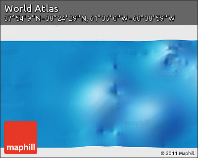 Physical 3D Map of the Area around 38° 9' 19" N, 61° 7' 30" W