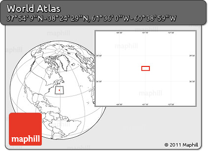 Blank Location Map of the Area around 38° 9' 19" N, 61° 7' 30" W