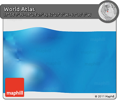 Physical 3D Map of the Area around 38° 9' 19" N, 61° 58' 30" W