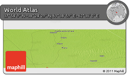 Physical Panoramic Map of the Area around 38° 9' 19" N, 62° 7' 30" E