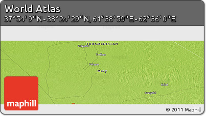 Physical Panoramic Map of the Area around 38° 9' 19" N, 62° 7' 30" E