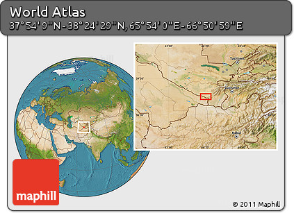 Satellite Location Map of the Area around 38° 9' 19" N, 66° 22' 30" E
