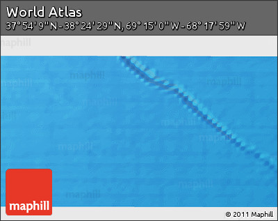 Physical 3D Map of the Area around 38° 9' 19" N, 68° 46' 30" W