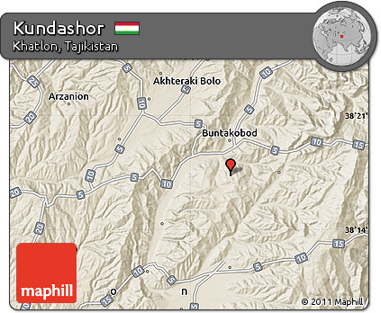 Shaded Relief Map of Kundashor