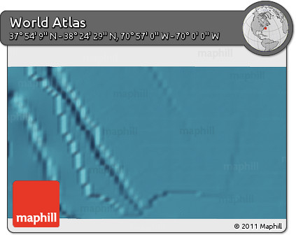 Satellite 3D Map of the Area around 38° 9' 19" N, 70° 28' 29" W